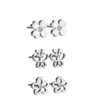 Virág és lepke 3 pár nemesacél fülbevaló szett