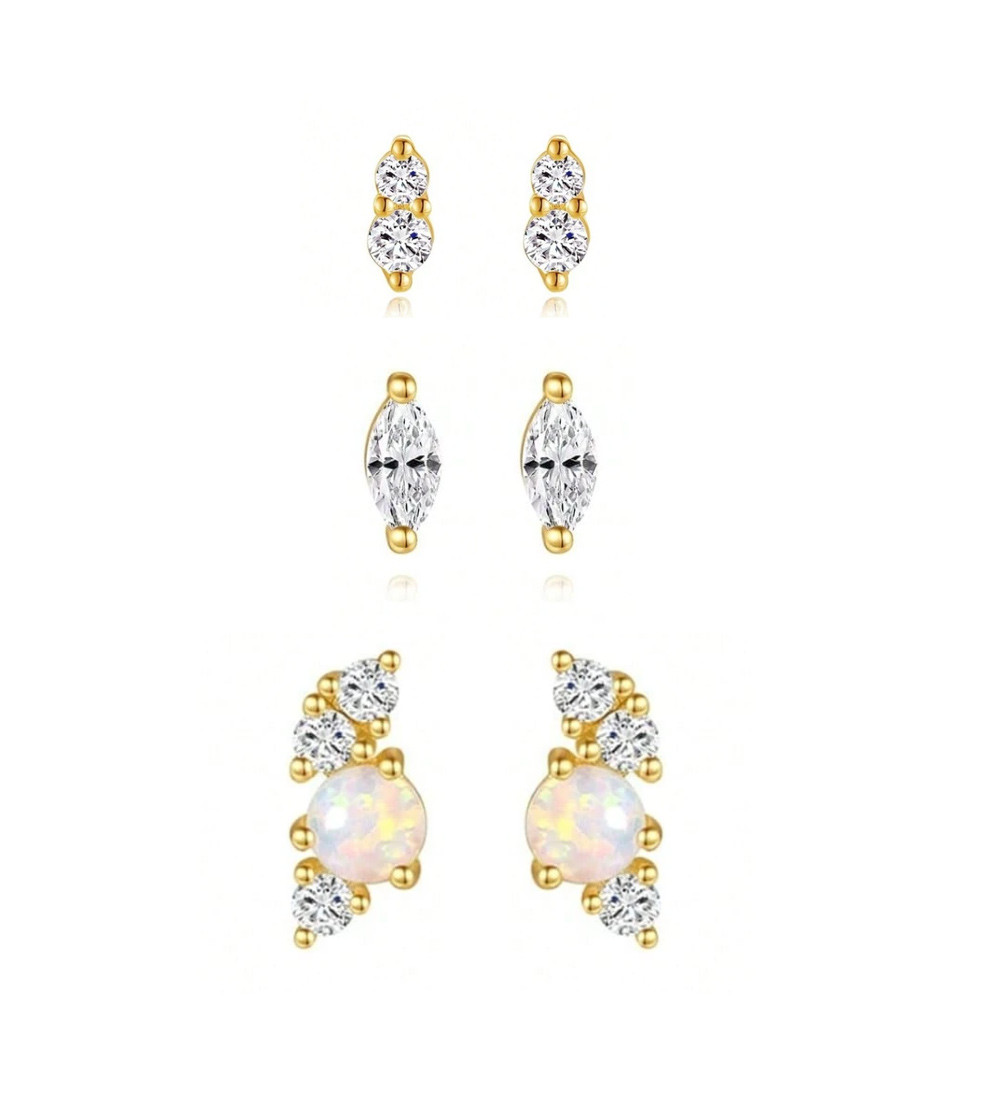 Opálos, 3 pár orvosi fém fülékszer szett