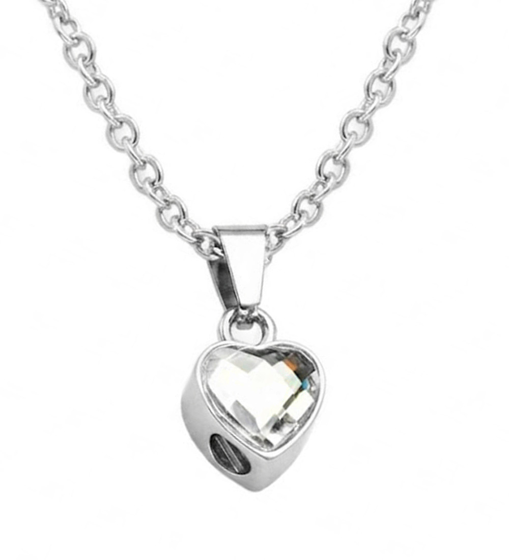 Kristályszív orvosi fém kegyeleti medál nyaklánccal