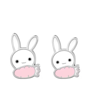 Nyuszis orvosi fém kislány fülbevaló, menetes zárral