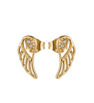 18k aranyozott, angyalszárny nemesacél fülbevaló, kristályokkal