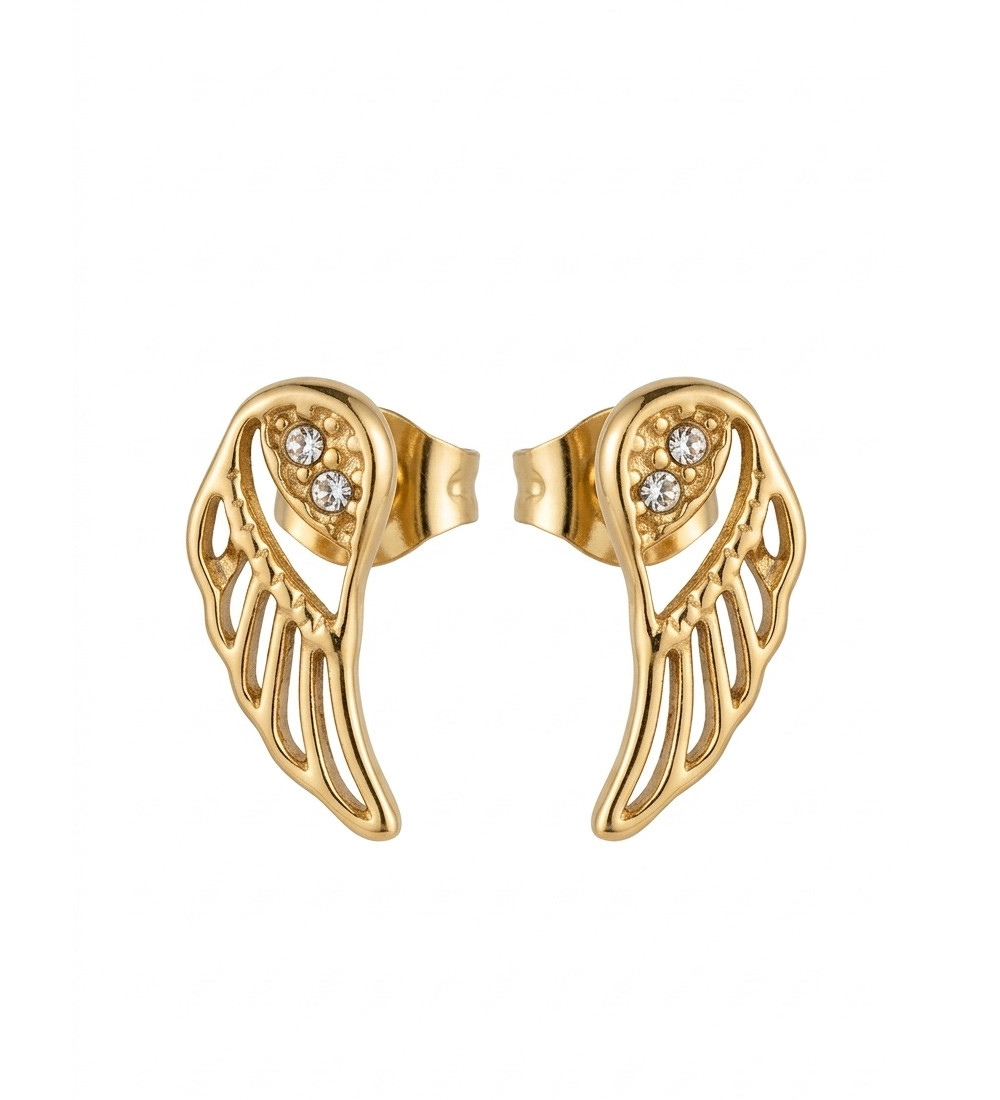 18k aranyozott, angyalszárny nemesacél fülbevaló, kristályokkal 18k aranyozott, angyalszárny nemesacél fülbevaló, kristályokkal