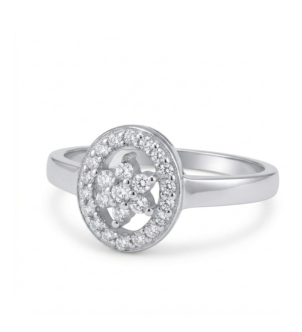 Elegáns, cirkónia virágos gyűrű - ovális