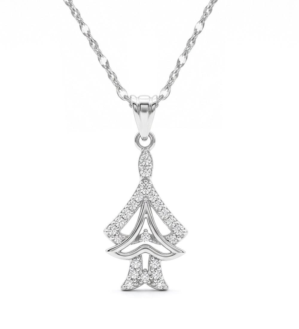 Pagoda ezüst medál nyakláncon, fehér cirkónia kövekkel