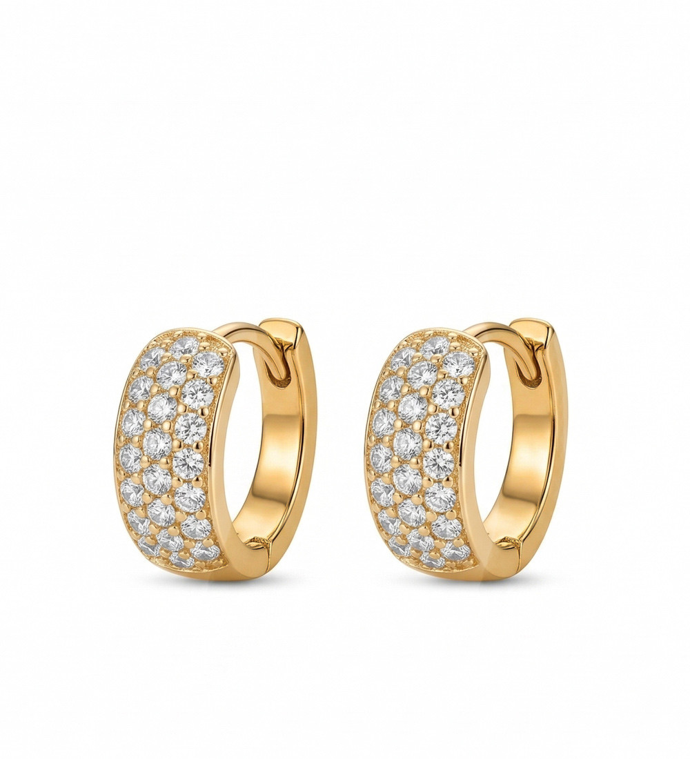 Sok kristályos, 18k gold filled karika fülbevaló