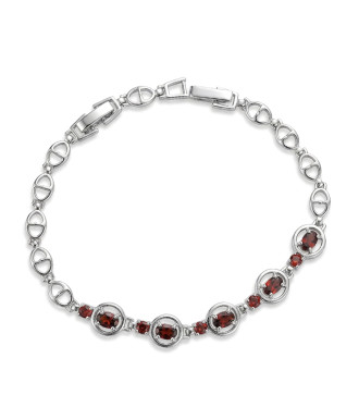 Rózsaszín cirkónia köves karkötő, ródium bevonattal