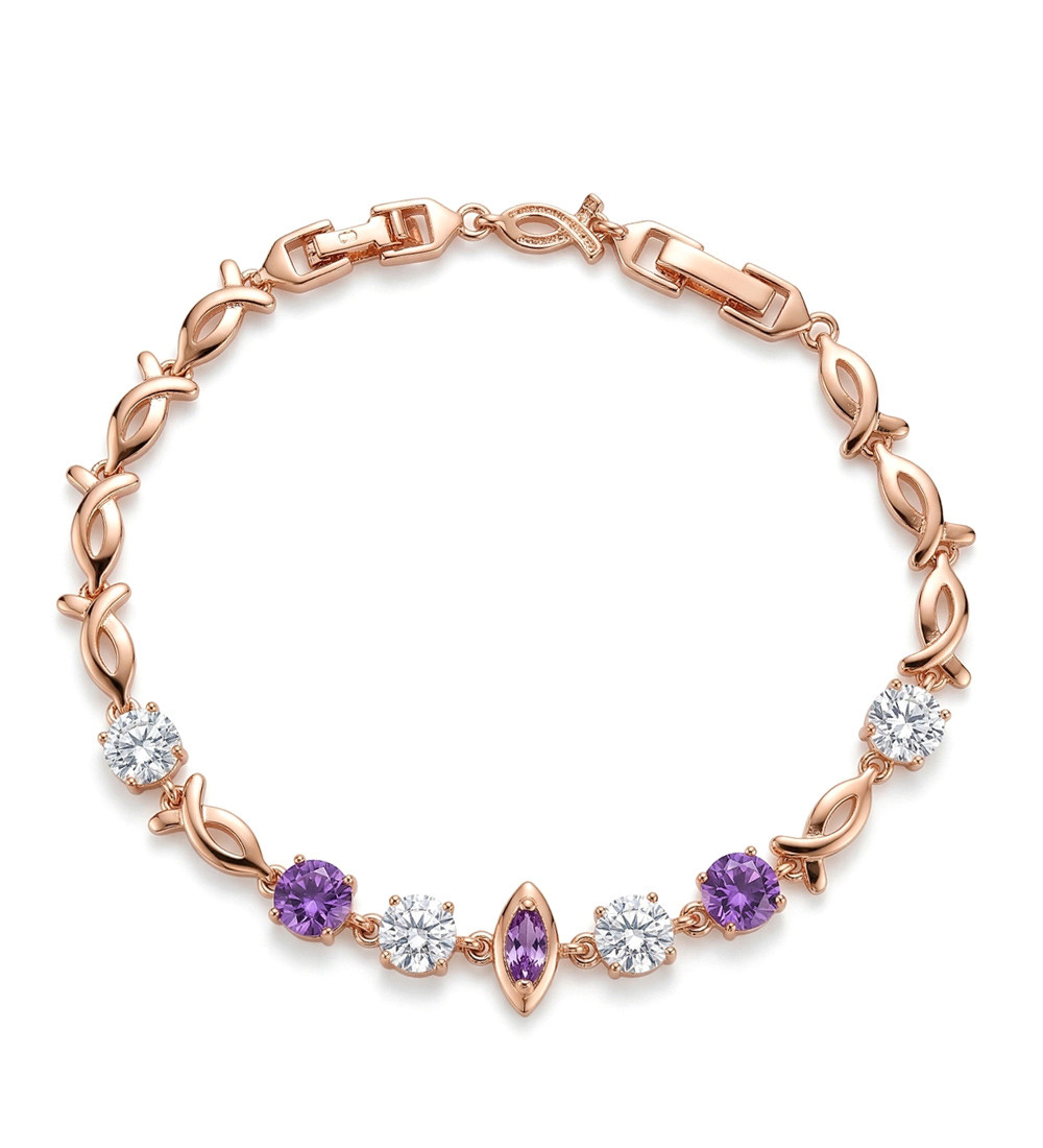 Lila kristályos, elegáns 18k gold filled karkötő