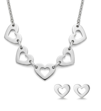 Acél szívek, két részes nemesacél ékszerszett