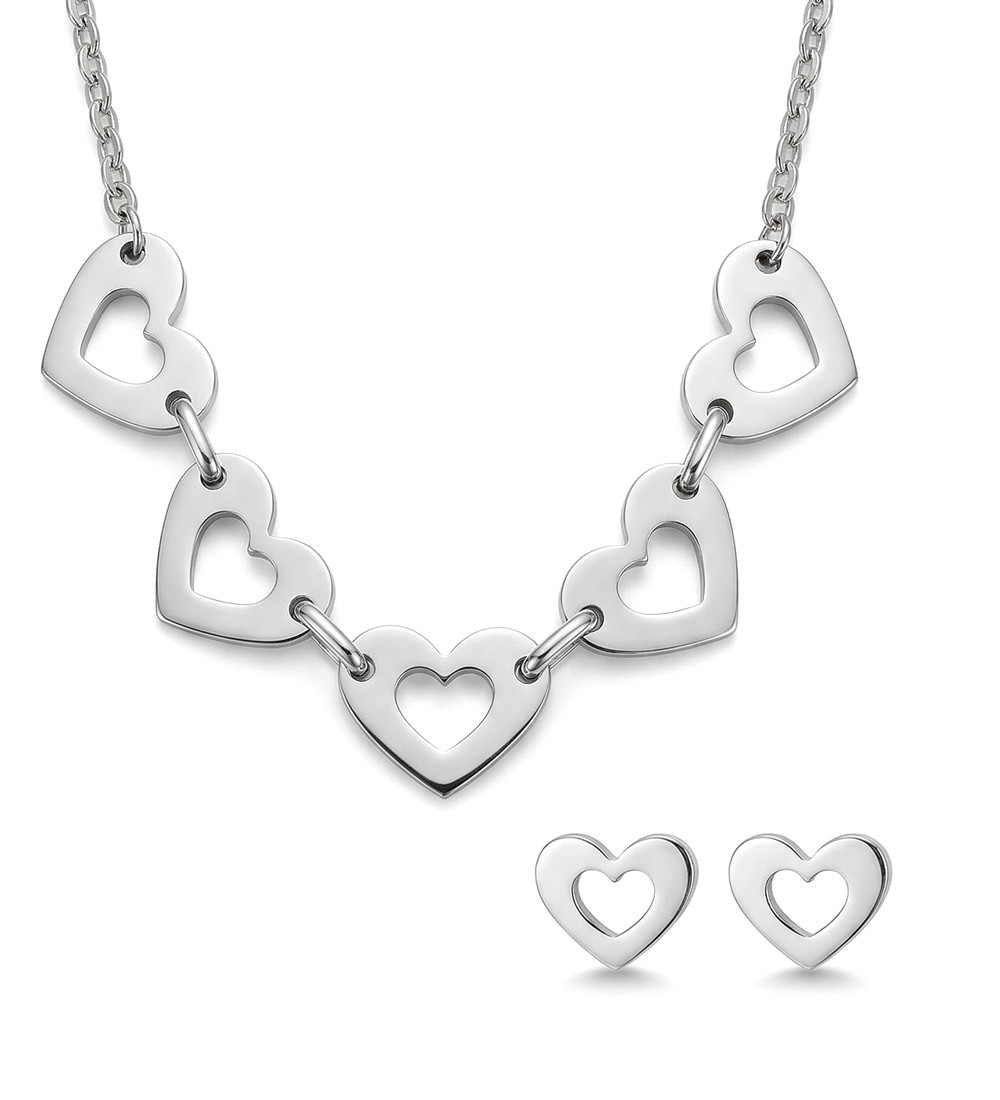 Acél szívek, két részes nemesacél ékszerszett