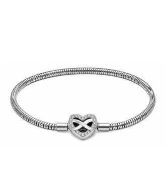 Infinity szív kapcsos, Pandora stílusú nemesacél karkötő charmokhoz - 21 cm