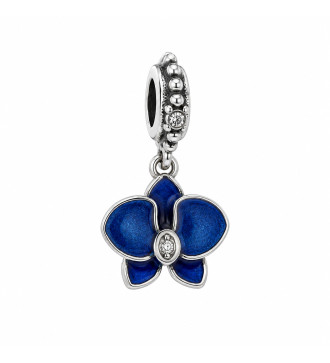 Kék orchidea nemesacél charm