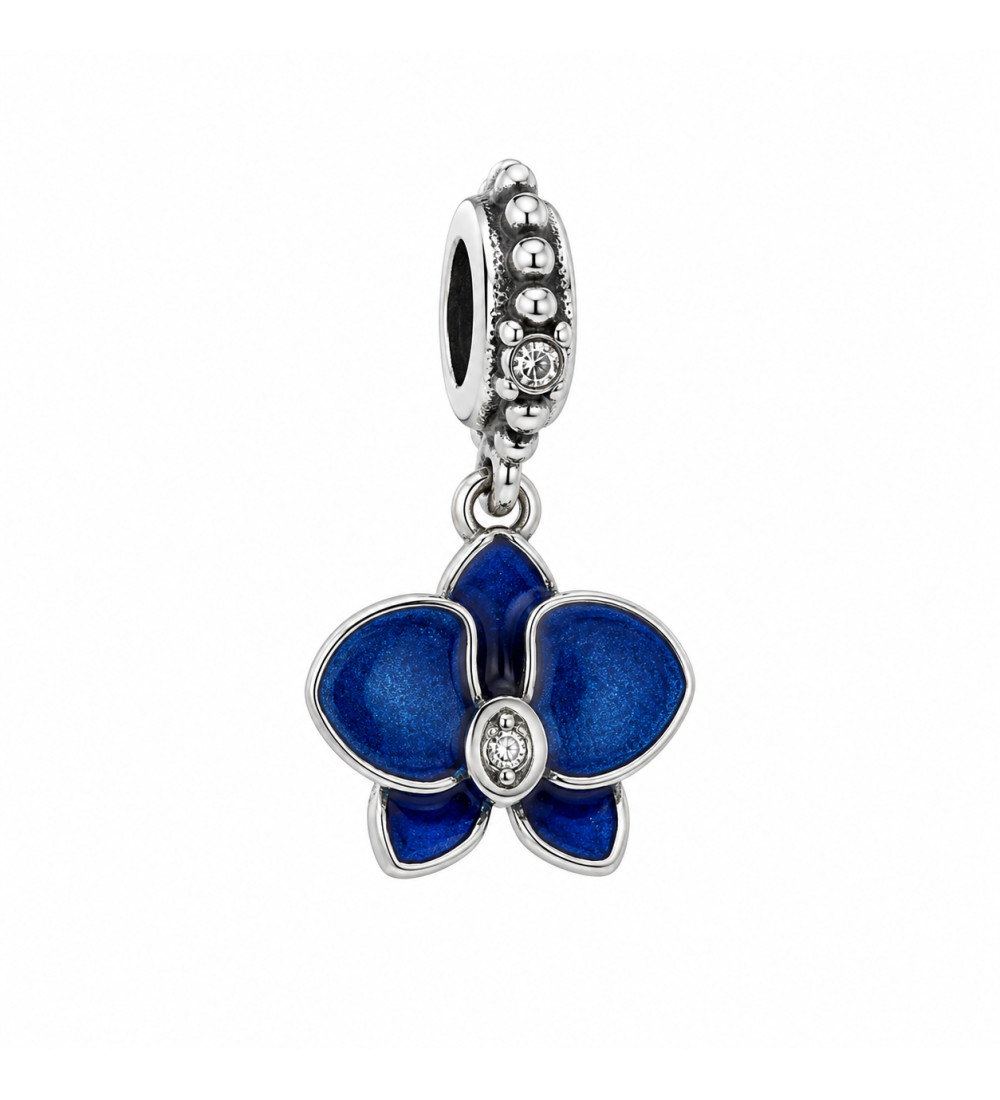Kék orchidea nemesacél charm