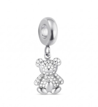 Kristálymackó nemesacél charm