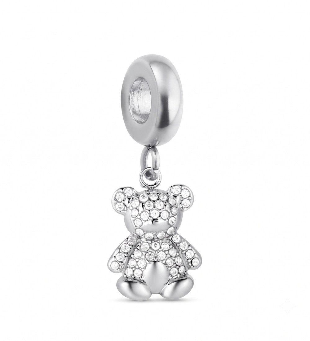 Kristálymackó nemesacél charm Kristálymackó nemesacél charm