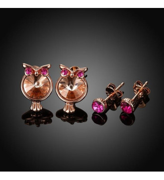 18k Gold filled, dupla fülbevaló - Bagoly