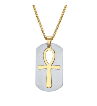 Antik díszes, henger alakú acél medál nyakláncon