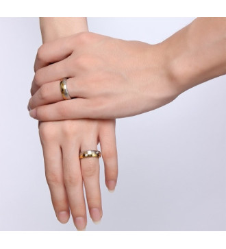 Kéttónusú, kristályos női nemesacél karikagyűrű, hullám bevéséssel