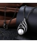 ékszer webshop Fekete gyöngy, kristályos nyaklánc