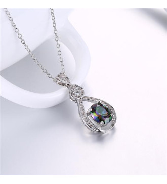 Szivárvány köves, elegáns csepp medál nyaklánccal, ródium bevonattal