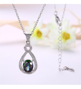 Szivárvány köves, elegáns csepp medál nyaklánccal, ródium bevonattal