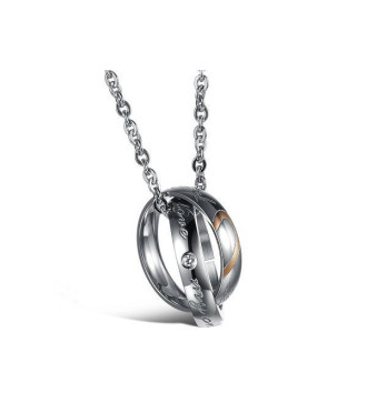 Fél szív mintás páros gyűrű medál nemesacélból, nyaklánccal - My only love Fél szív mintás páros gyűrű medál nemesacélból, nyaklánccal - My only love