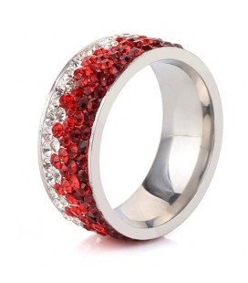 Piros kristályos, színátmenetes nemesacél gyűrű