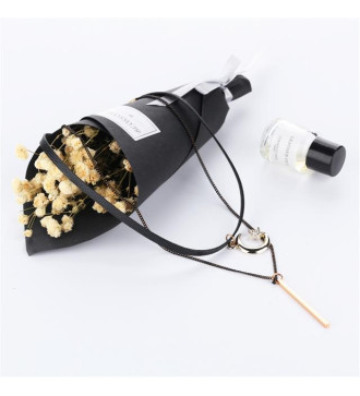 Dupla soros szövet nyaklánc titánium díszekkel - Hold Dupla soros szövet nyaklánc titánium díszekkel - Hold