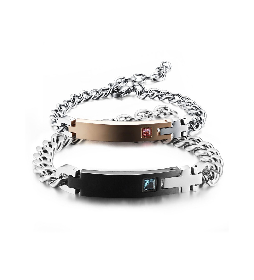 Kristályos, gravírozható acél karkötő pároknak