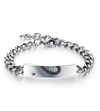 Fél szív mintás acél karkötő szett pároknak