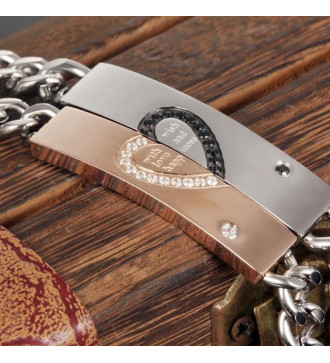 Fél szív mintás acél karkötő szett pároknak