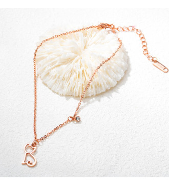 Nemesacél bokalánc cica charmmal - rozé arany