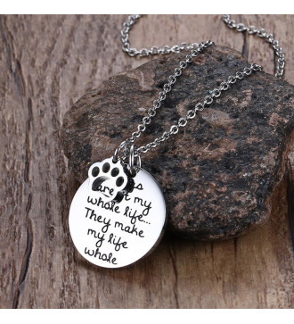 Nemesacél nyaklánc kutya imádóknak, gravírozott felirattal - ezüst