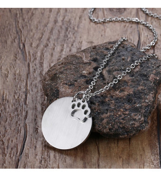 Nemesacél nyaklánc kutya imádóknak, gravírozott felirattal - ezüst