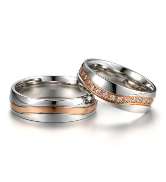 Rozé arany sávos prémium női karikagyűrű nemesacélból