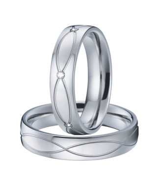 Elegáns férfi nemesacél karikagyűrű, dupla hullám mintával