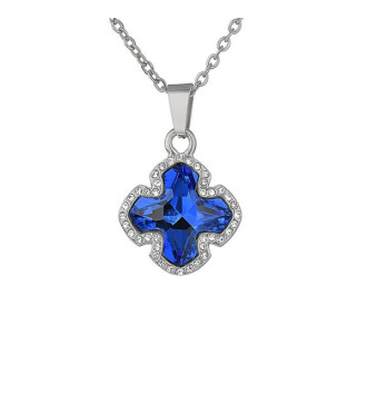 Kereszt nemesacél medál nyakláncon, Swarovski kristállyal - Kobaltkék