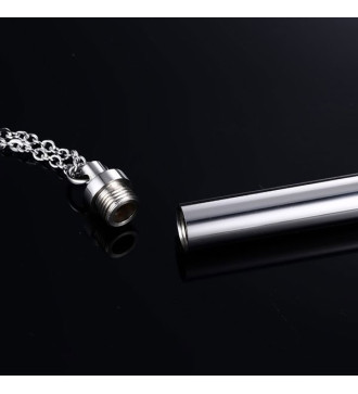 Gravírozható, nyitható henger alakú nemesacél medál nyaklánccal - 48 mm Gravírozható, nyitható henger alakú nemesacél medál nyaklánccal - 48 mm