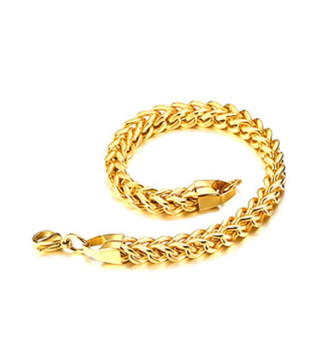 Nemesacél férfi karkötő V alakú szemekkel (6 mm) - arany