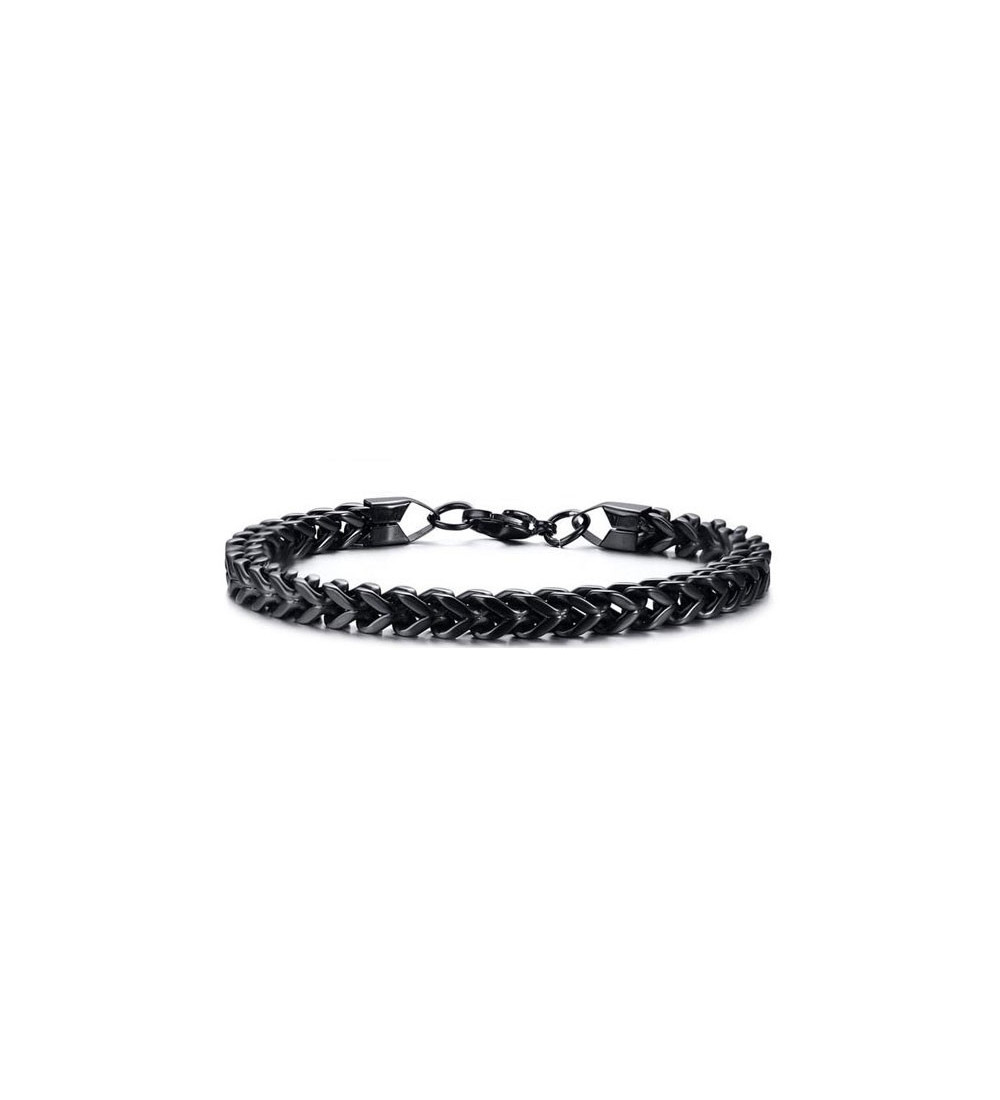 Nemesacél férfi karkötő V alakú szemekkel (6 mm) - fekete