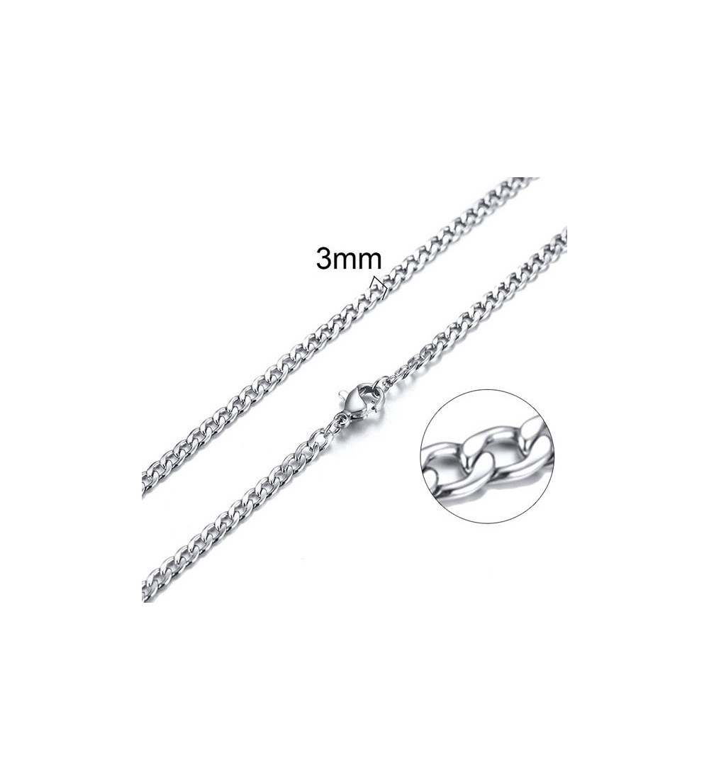 Lapított láncszemes nemesacél nyaklánc (50 cm - 3 mm)