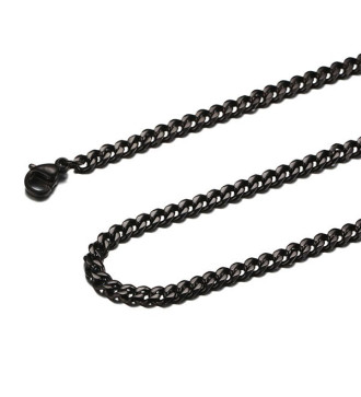 Sűrű láncszemes nemesacél nyaklánc fekete bevonattal (60 cm - 7 mm)