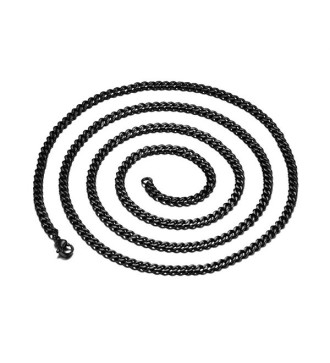Sűrű láncszemes nemesacél nyaklánc fekete bevonattal (60 cm - 7 mm)