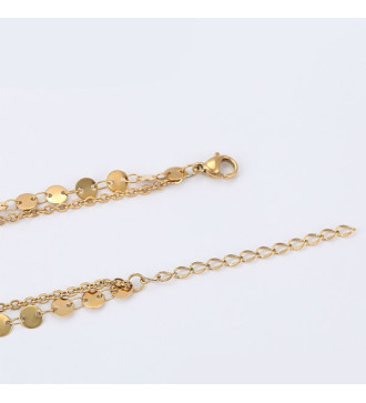 Csillagos, dupla soros nemesacél nyaklánc arany bevonattal