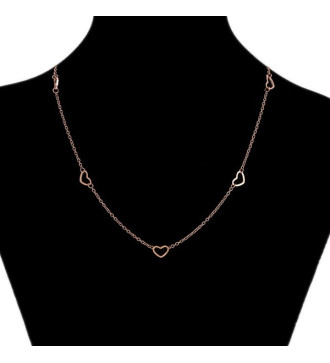 Szív díszes nemesacél nyaklánc rozé arany bevonattal Szív díszes nemesacél nyaklánc rozé arany bevonattal