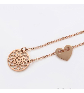Szív & mandala nemesacél nyaklánc rozé arany bevonattal Szív & mandala nemesacél nyaklánc rozé arany bevonattal