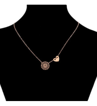 Szív & mandala nemesacél nyaklánc rozé arany bevonattal Szív & mandala nemesacél nyaklánc rozé arany bevonattal