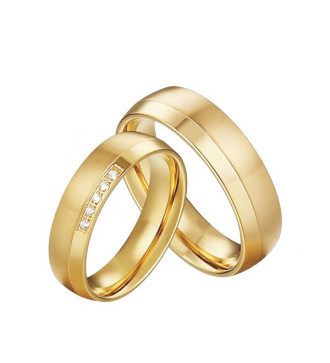 2 sávos, aranyozott női nemesacél karikagyűrű cirkóniával