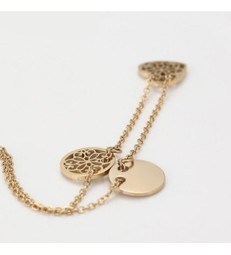 Nemesacél nyaklánc szív és kör medállal, arany bevonattal Nemesacél nyaklánc szív és kör medállal, arany bevonattal