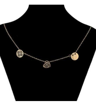 Nemesacél nyaklánc szív és kör medállal, arany bevonattal Nemesacél nyaklánc szív és kör medállal, arany bevonattal