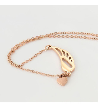 Védelmező angyalszárny nyaklánc nemesacélból, rozé arany bevonattal